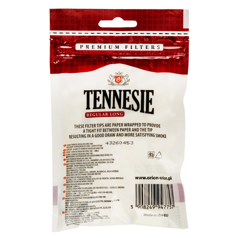 Tennesie Regular 8mm Long Premium filters x 100