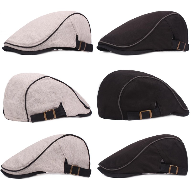 HNJKJEU Peaked Caps for Men Flat Cap Adjustable Cotton Flat