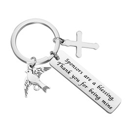 SEIRAA Confirmation Sponsor Thank You Gift Catholic Mentor Gift Thank You For Being Mine Keychain Gift for Godparents