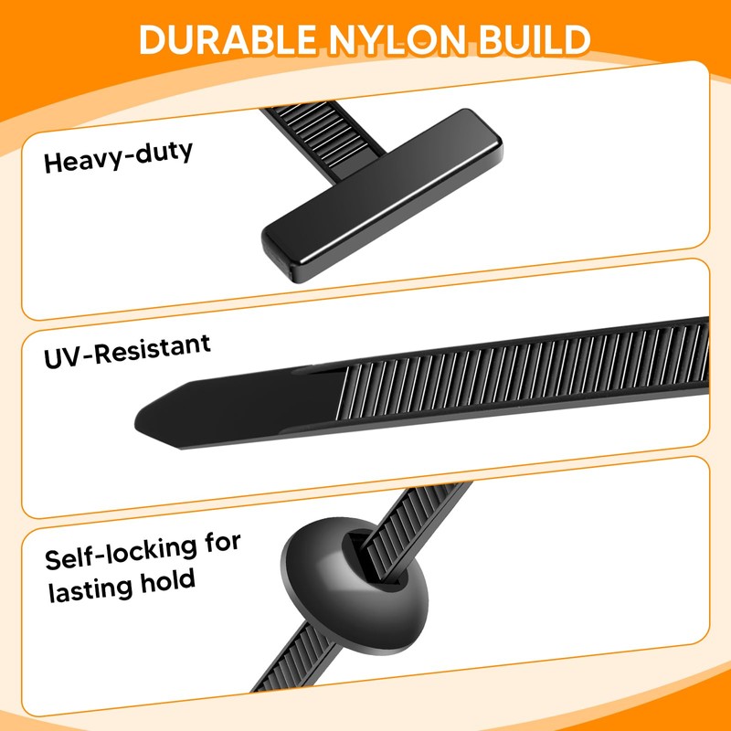 LiLiSSUCCY 200Pcs Nylon Universal Cable Tie Buckle, Nylon Zip Ties