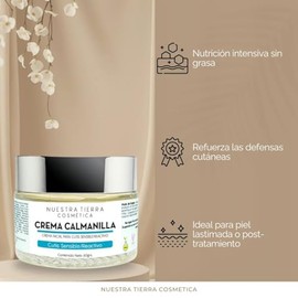 Nuestra Tierra Cosmética Crema Calmanilla para Cutis Sensible y Reactivo, Crema Facial Hidratante, 60 Gramos