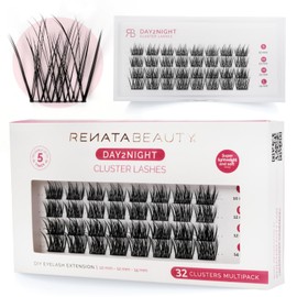 Renata Beauty Day2Night Cluster Eyelashes, Variety in Lengths (10 mm - 14 mm), C Curve, Durable, Easy to Apply, Reusable, Daily Glamour