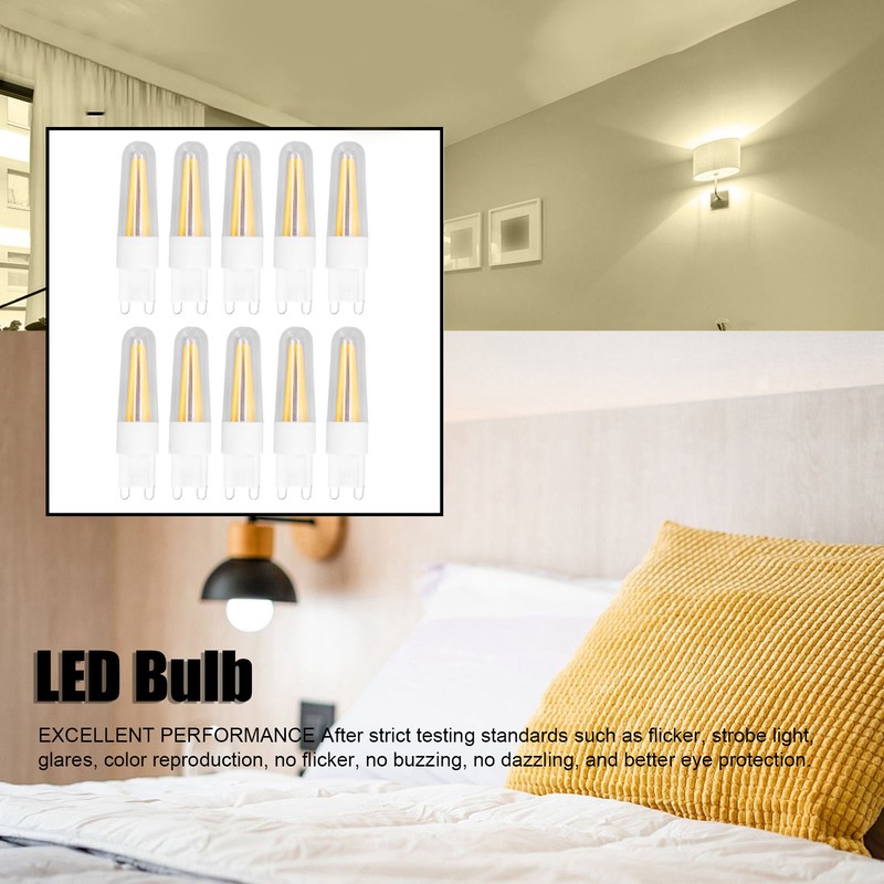 10Pcs G9 LED Bulb 3W 200LM Long Filament Bulbs for