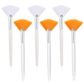 6PCS Fan Brushes Esthetician Soft Facial Applicator Brush Acid Applicator Brush Fan Brushes for Facials Makeup Fan Brush Tool for Mud Cream (White, Yellow)