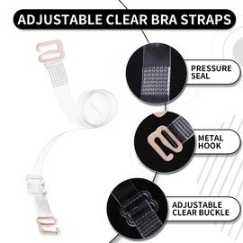 iMuchic 3 Pairs Clear Bra Straps Invisible Adjustable Bra Strap Transparent Non-Slip Shoulder Straps Replacement