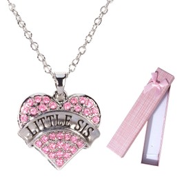 YRYUNRUI Necklaces for Women, Silver Love Heart Necklace with Box, Pink Crystal Pendant Necklace Girls Jewellery, Friendship Necklaces for Engagement Birthday Gifts