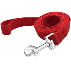 TAIAN 4FT/5FT/6FT Strong Dog Leash, Nylon Dog Leashes for Small Medium Large Dogs (1 in x 5 ft, Red)