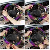 Rainbow Leopard Steering Wheel Cover,Cheetah Spots Elastic Non-Slip Steering Wheel