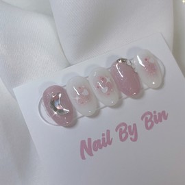 [Handmade Nail Tips] Rose Moonlight Nails - Short Oval / [수제네일팁] 로제달빛 네일 - 숏오벌