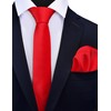 GUSLESON Red Tie for Men Solid Formal 6cm Slim Skinny