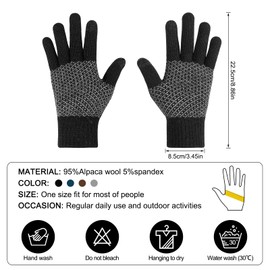 AYPOW Men's Winter Thermal Knitted Gloves, Fashionable Slouchy Touchscreen Gloves with Fleece Lining, Warm Stretchy Gloves, Daily Outdoor Activities, Winter Gloves, Gift for Men, navy blue