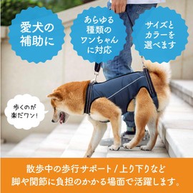 Funriche Dog Harness Lead Set, Walking Aid, Pet Supplies, Clothes, Medium Dogs, Small Dogs, Nursing Clothes, Legs, Disability, Rehabilitation, Walks, Easy to Put On and Take Off (Blue, L)