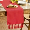 Artoid Mode Red Boho Rural Rustic Farmhouse Tassel Table Runner,