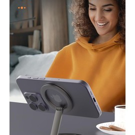 JFOLKS Magnetic Smartphone Stand, Simple Design, Compatible with MagSafe, Foldable, For Car and Desk, Stylish, Durable, 2 Colors (Black)