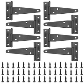 NAMYEUT Pack of 8 10 cm T Hinges, Black, Heavy Duty Hinge Door Hinge Foldable with Screws, Galvanised Gate Hinges, Garden Gate Hinges for Wooden Doors, Windows, Cabinet, Barn Doors