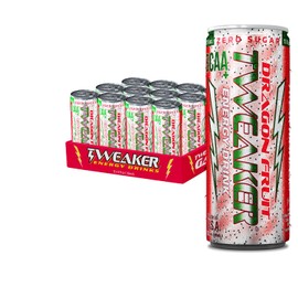 Tweaker Energy Drink Pre Workout - Dragon Fruit Flavor, Sugar Free, Low Calorie, 110 mg Caffeine, Clean Energy Drink for Focus & Performance (12 oz, Pack of 12)