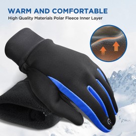 SIMARI Kids Winter Gloves with Touchscreen, Warm Thermal, Water-Resistant, Windproof for Boys Girls Toddler, Gloves for Cold Weather Running Cycling Snow Skiing Hiking Football Rugby Camping, Blue