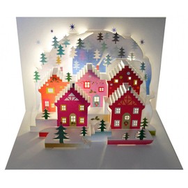 We Pop Up 3D Card Christmas Advent Greeting Card Christmas City with Fir Trees 16 x 11 cm