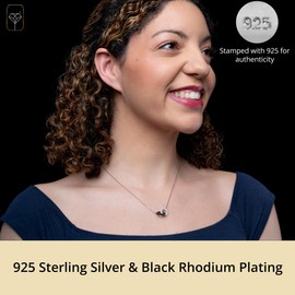 Silver and Black Two-Tone Cubic Zirconia Interlocking Pendant | 925 Sterling Silver Necklace For Women | Hypo-Allergenic Anti Tarnishing CZ Pendant |18in Length with 2in extender by MAX + STONE