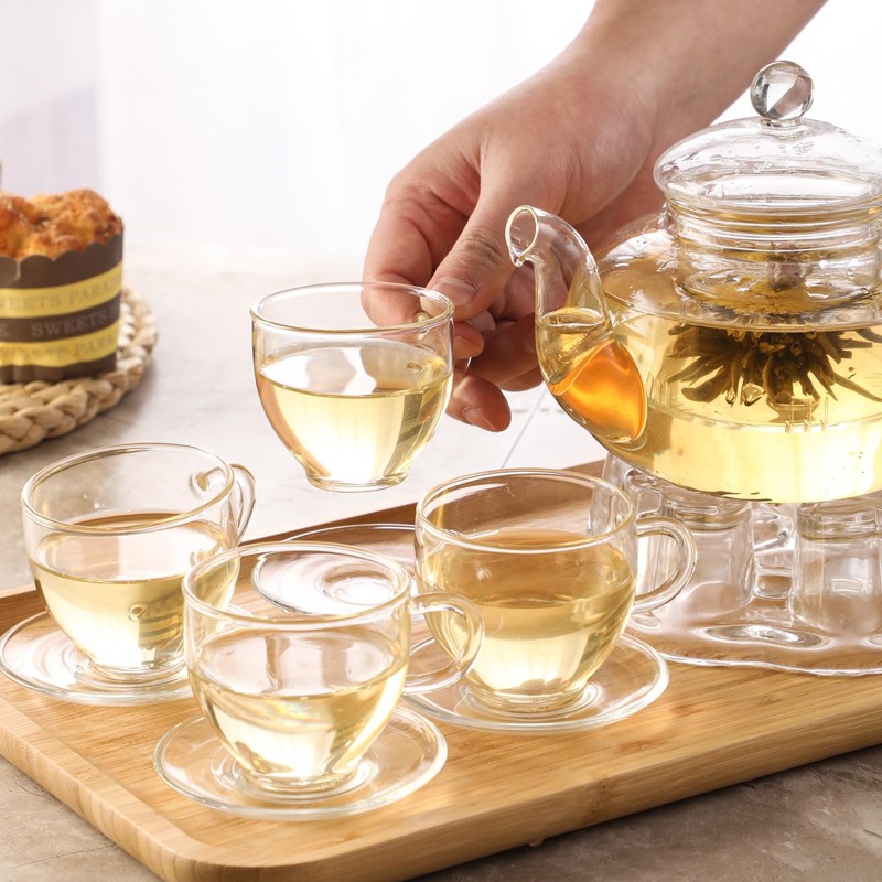 GURUDAR Glass Teapot Set, 34OZ/1000ML Glass Tea Kettle with Loose