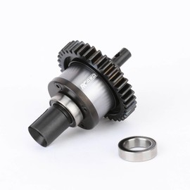 36T Center Differential #45 Steel Gears Diff Output Aluminum Diff Case for Losi 1/10 Baja Rey Rock Rey Hammer Rey U4 Upgrade Parts (Silver)