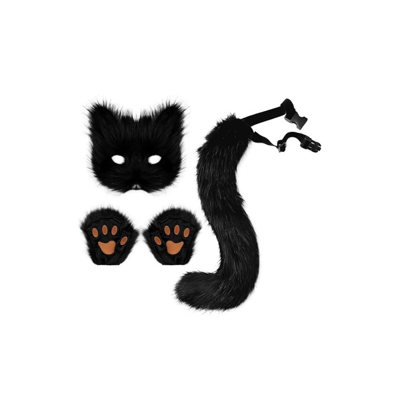 Admireme Therian Faux Fur Fox Tail Paws and Mask Set