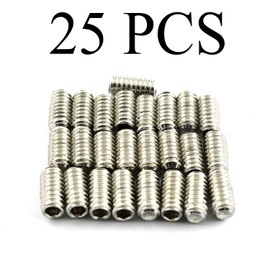 RuiLing 25PCS 1/4-20x1/2" Hexagon Hex Socket Set Screws 304 Stainless Steel Full Thread Cup Point Grub Screws