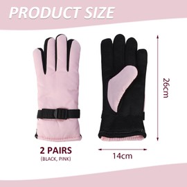 HDGSAFD 2 Pairs of Warm Gloves, Waterproof Gloves, Non-Slip Gloves, Windproof Gloves, Ski Gloves, Cycling Gloves
