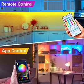 maylit 8 PCS RGB Under Cabinet Lighting Kit, App and Remote Control Strip Lights, Music Sync Color Changing Led Lights with ETL Listed Power Adapter, for Cabinet, Counter, Shelf, Bookcase, 13ft