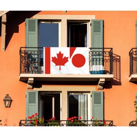 3×5 FT Canada Japan Flag, Large 100D Canadian Japanese Friendship National Outdoor Banner,Doube Side Printing Decor For Patio Garden With Brass Gromment