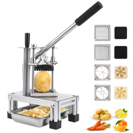 GarveeHome Commercial French Fry Cutter, Professional Vegetable Fruit Chopper with 4 Blades, Stainless Steel Vegetable Dicer Fruit Slicer for Onion, Potato, Cabbage, Carrot, Tomato