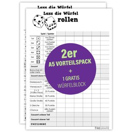 ReGrape Vorteilspaket 2 x Ersatz Würfelblock + 1 x Gratis Würfelblock, A5, Qualitätspapier, Durchschlagsicher, Made in Germany, umweltfreundlicher Druck