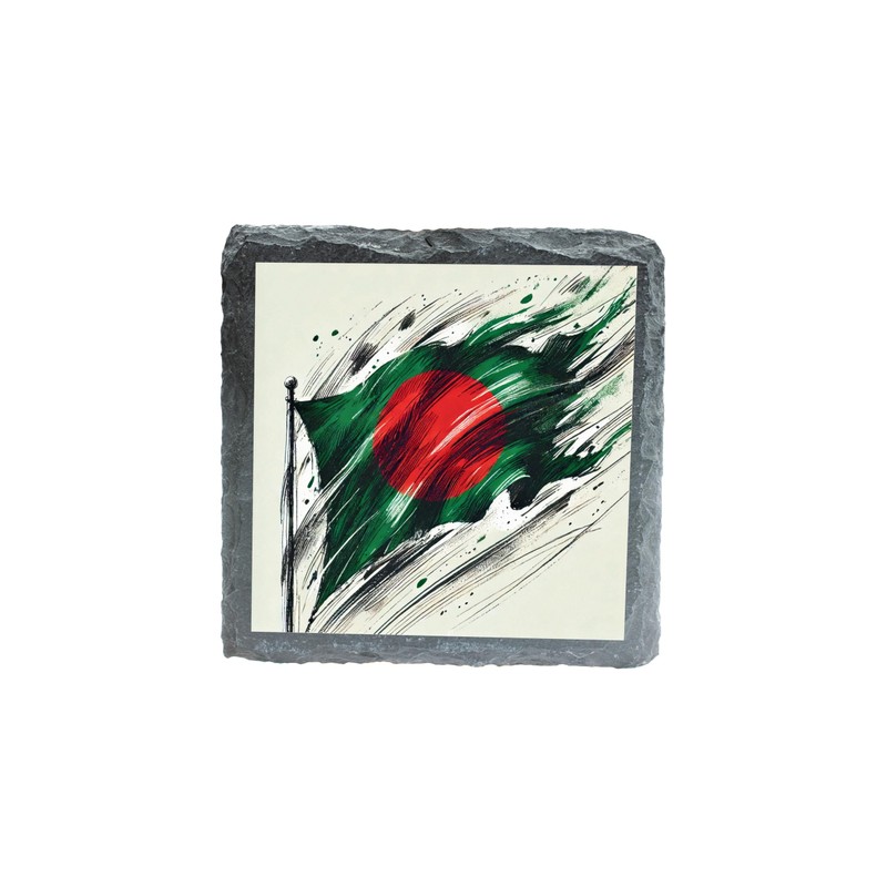 Bangladesh Flag Artistic Slate Coaster with Unique Design, for Home