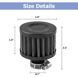 TNAIYH 212cc Air Filter Valve Cover Breather, 12mm Inlet Mini Car Cold Air Intake Filter Cleaner, Crankcase Breather for Mini Bike Go Kart, Compatible with 196cc 6.5hp CT200U BT200X (Black)