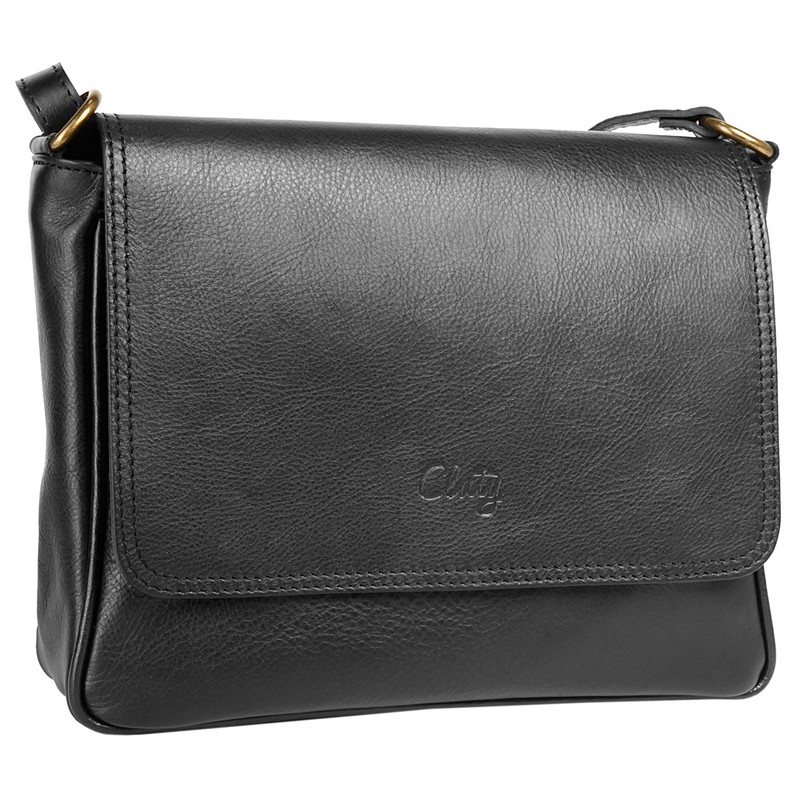 Cluty Women's Shoulder Bag Black Genuine Leather 019283, black