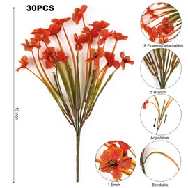 lekymo 30 Bundles Artificial Fall Flowers for Outdoors Fake Faux Fall Flowers for Decoration No Fade Plastic Flowers in Vase for Thanksgiving Xmas Decor Garden Patio Porch Window Home Wedding