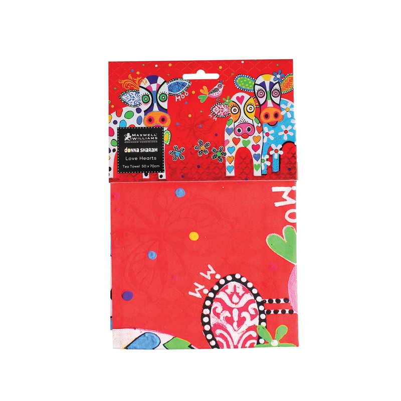 Maxwell & Williams Love Hearts Tea Towel with Bird Design,