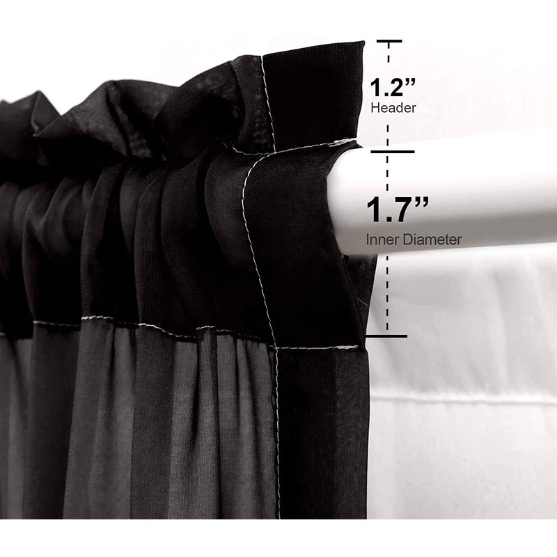 Melodieux Black Ombre Sheer Curtains Gradient Rod Pocket Voiles, 56x81