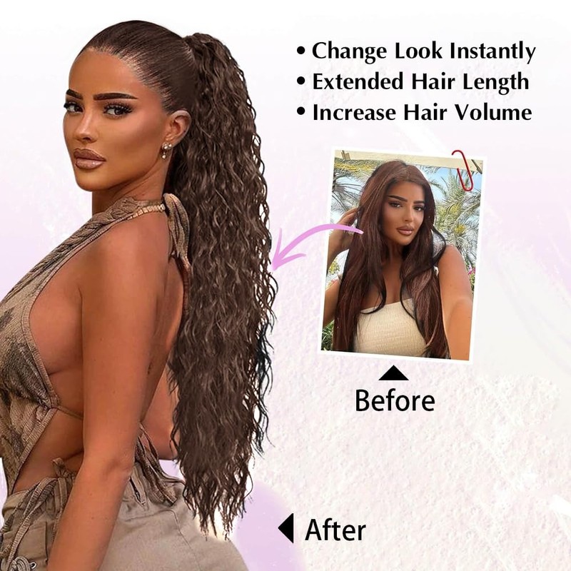 TTPSRY 50cm Womens Wigs Claw Clip Corn Wave Ponytail Realistic