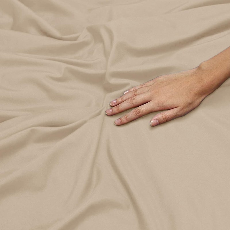Oxford Homeware Beige Single Fitted Sheets -100% Brushed Microfibre 1800