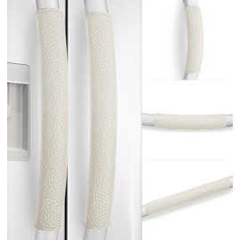Rikzor Refrigerator Door Handle Covers, Set of 5, Adjustable Appliance Handle Covers, Keep Your Kitchen Clean, Microwave Oven Stove Dishwasher Handle Protector, Non Slip Fridge Handle Cover (Ivory)