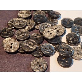 Unbranded 10 Black Shimmer 2-hole sew through Buttons 5/8" 15mm 1mm rim