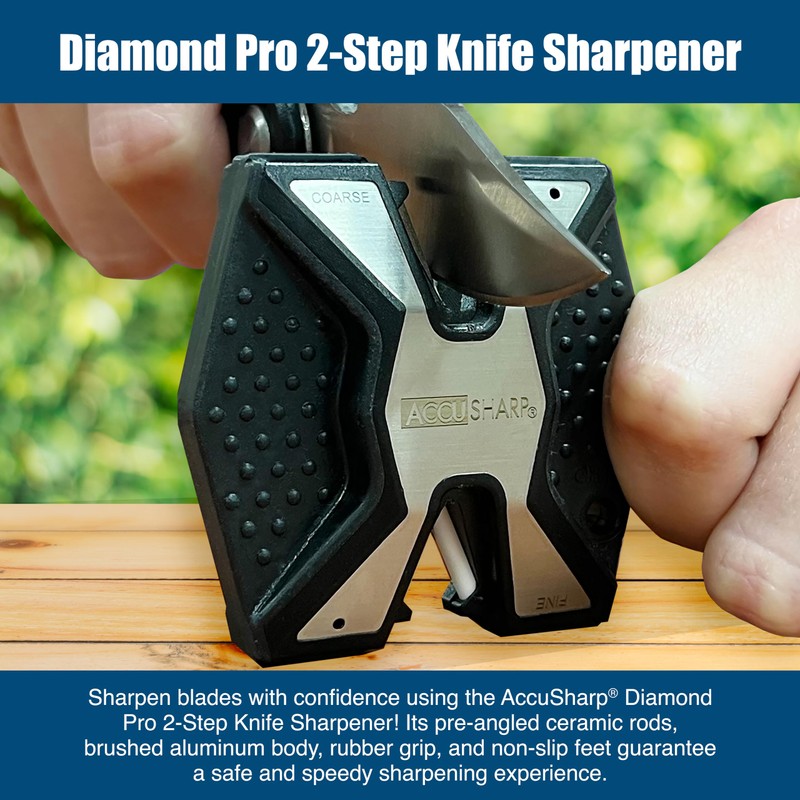 AccuSharp Diamond Pro 2-Step Knife Sharpener, Restores, Hones & Sharpens