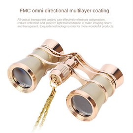 Verklsfuly 3X25 Opera Viewing Binoculars All-Metal with Chain Women's Retro Small Binoculars Mini Binoculars