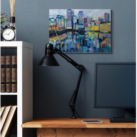 Stupell Industries Boston Harbor Abstract Cityscape Painting, Design by Jeanette Vertentes Wall Art, 24x30, Canvas