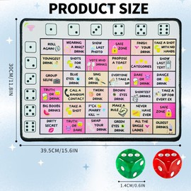 Drinking Games for Adults,Rubber Mat Drinking Board Game,Funny Interactive Drinking Party Game for Game Night, Birthday,Family Play（2-8 Players, Age 21+）