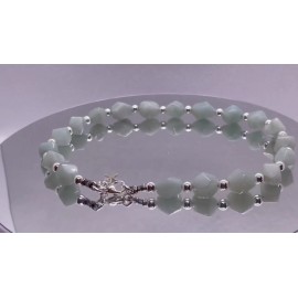 CUSTOM MADE BLUE TOPAZ GEMSTONE ANKLET BRACELET W/ 22 CT TOPAZ / 925 STERLING SILVER /10''