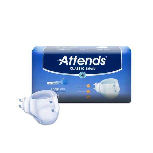 633840BG - Unisex Adult Incontinence Brief Attends Classic Large Disposable Heavy Absorbency