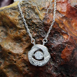 SAVEARTH DIAMONDS Lab Created Moissanite Dancing Necklace, 0.33 ct Moissanite Diamond, 925 Sterling Silver with 14K White Gold Plating, Jewelry Box Packed With 18" Chain &