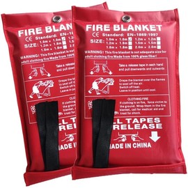 ISOP Fireproof Blanket Large 70 * 78 Inches - Pack of 2 – Fibreglass Fire Blanket – Heavy Duty Emergency Blanket – A-Grade Survival Blanket – Fire Suppressant Blanket – Rescue Blanket for Home